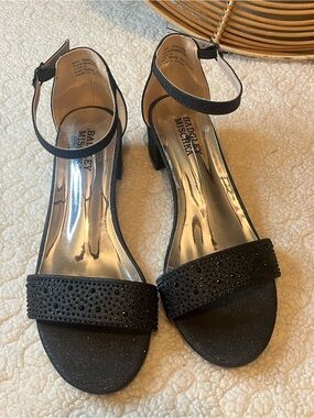 Badgley Mischka Black Crystal-Embellished Ankle-Strap Sandals